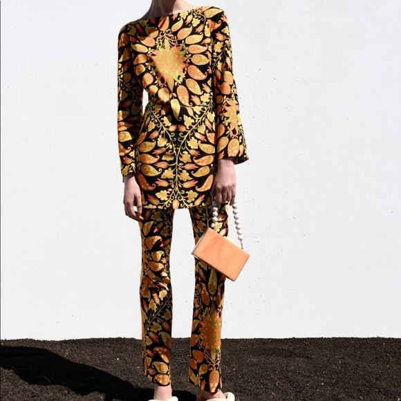 ZARA Printed Flared Pants + Mini Dress Coord Set - Picture 5 of 7